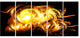 Abstract Fractal Fire on Black, Abstract Canvas Art, 60"x28", 5 Panels