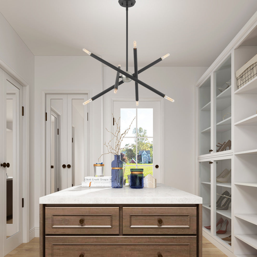 Livex Lighting Soho 8 Light Scandinavian Gray, Brushed Nickel Accents Chandelier