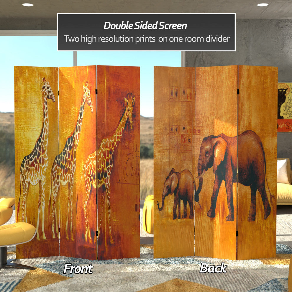 6' Tall Giraffe and Elephant Double Sided Room Divider