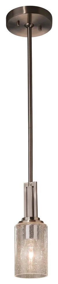 Fusion Era 1-Light Mini-Pendant, Seeded Shade- Nickel, LED