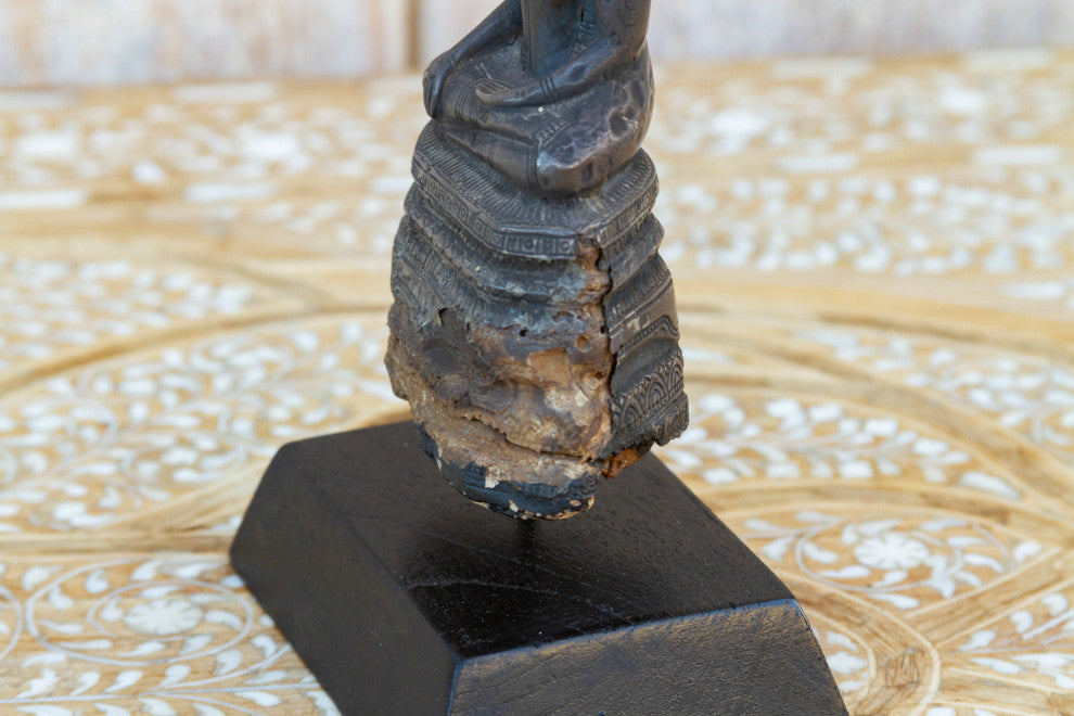 Early 19th Century Wood and Metal Alloy Burmese Buddha