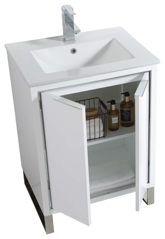 Fine Fixtures Opulence Collection Bathroom Vanity with White Ceramic Sink