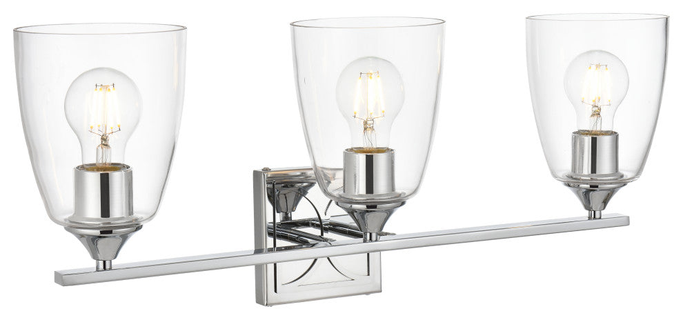 3 Light Chrome And Clear Bath Sconce