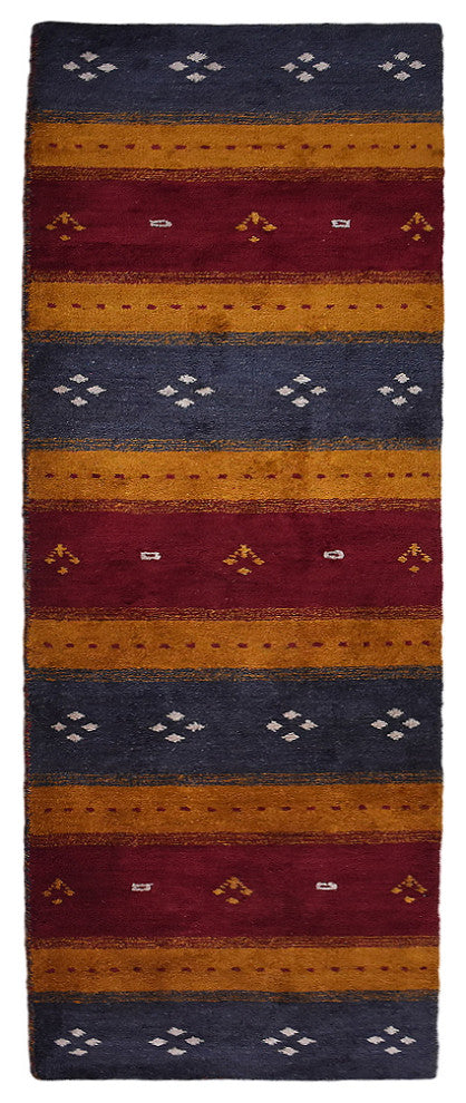 HAND KNOTTED LOOM SILK ECO-FRIENDLY RUG-2'8''x12',Runner,Charcoal Gold,Contempor