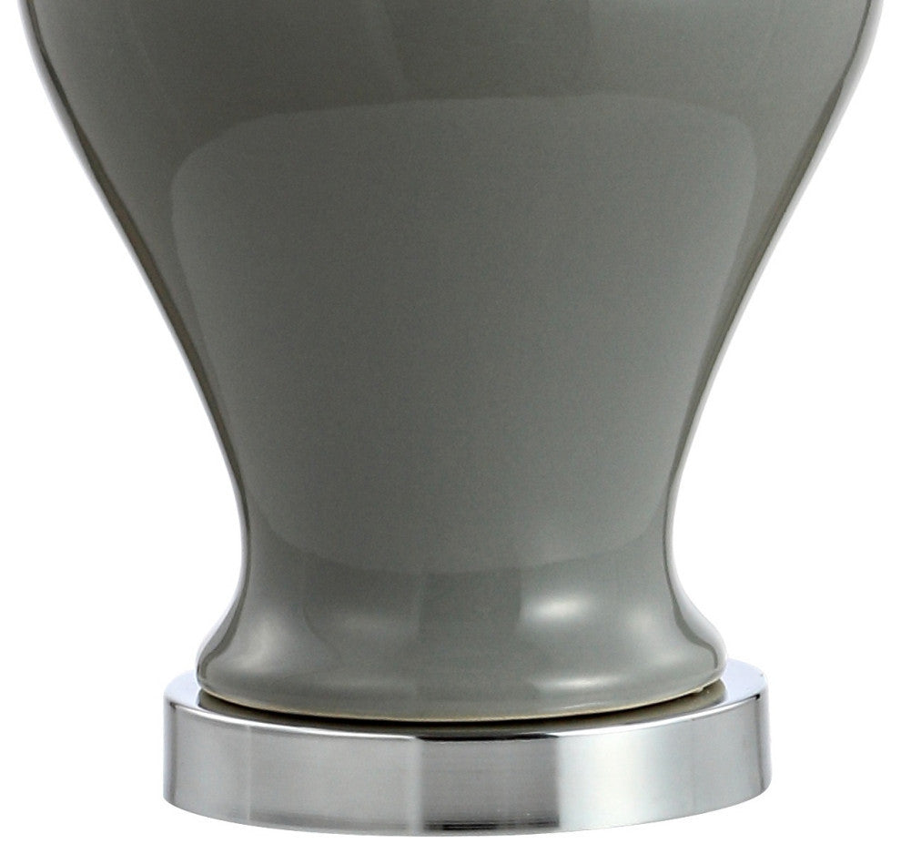 Qin 22" Ceramic/Iron Classic Cottage LED Table Lamp, Gray by JONATHAN  Y