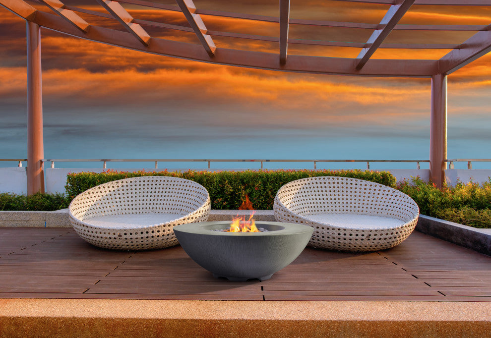 Pyromania Shangri-La Concrete Fire Bowl, 41", Slate Gray, Propane