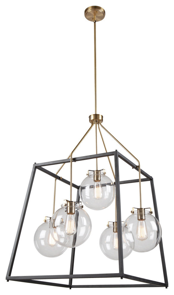Bridegtown 4 Light Chandelier, Black/Brass