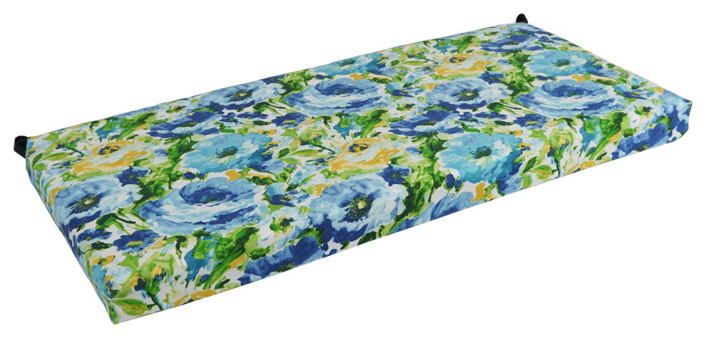 45"X19" Patterned Outdoor Spun Polyester Loveseat Cushion, Lesandra Sunblue