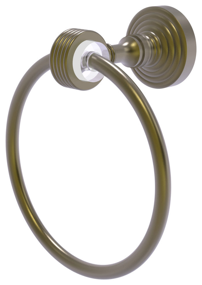 Pacific Grove Towel Ring with Groovy Accents, Antique Brass