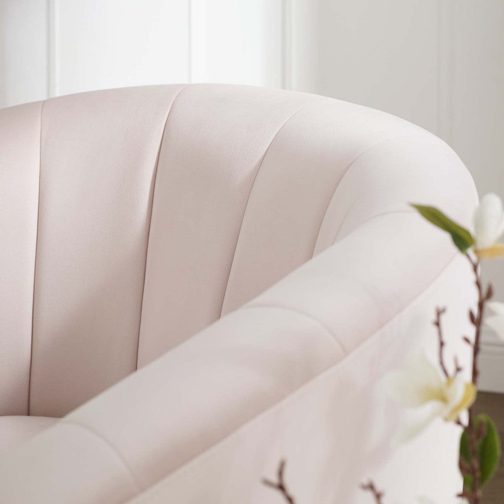 Tufted Armchair Accent Chair, Velvet, Pink, Modern, Living Lounge Hospitality