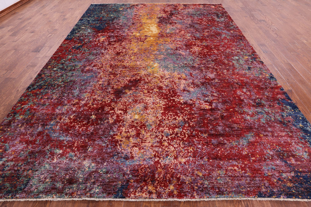 9' 9" X 13' 7" Modern Hand Knotted Wool Rug Q9752