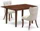 A Dinette Set Of 2 Parson Chairs, 12" Butterfly Leaf Rectangle Table, Mahogany
