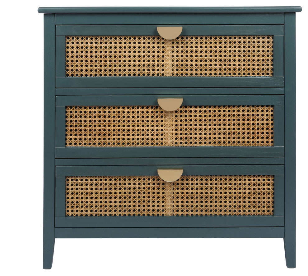 Gewnee 3 Drawer Cabinet, Natural Rattan, American Furniture, Suitable