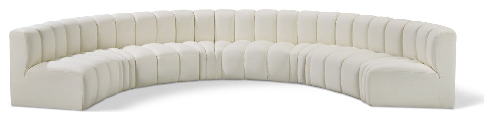 Arc Vegan Leather Upholstered 8-Pc. Inward Curved Modular Sectional, Cream