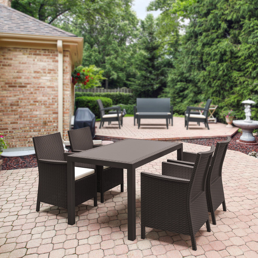 Compamia California 5-Piece Outdoor Rectangle Dining Set, Brown