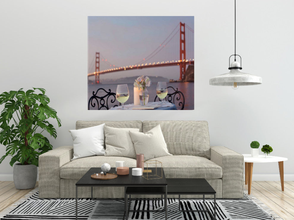 Candle Lit Night For Two Golden Gate Bridge 4 Giclee Wrap Canvas Wall Art