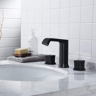 8" Widespread Bathroom Faucet with Pop-up Drain Assembly, Matte Black