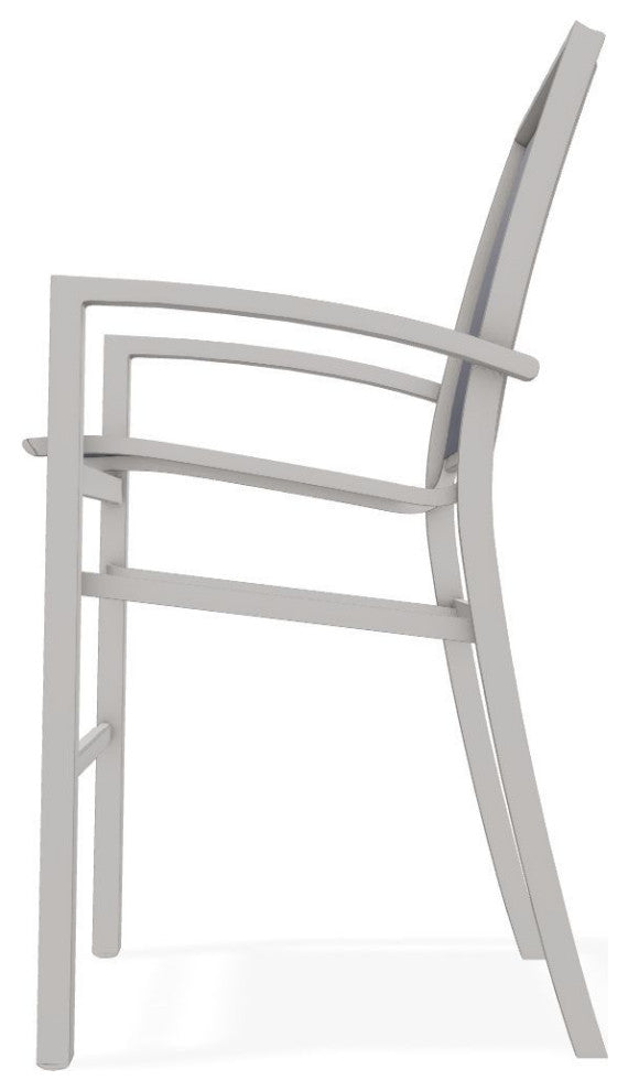 Kendall Sling Bar Height Stackable Outdoor Stool, Collect Indigo/Warm Gray