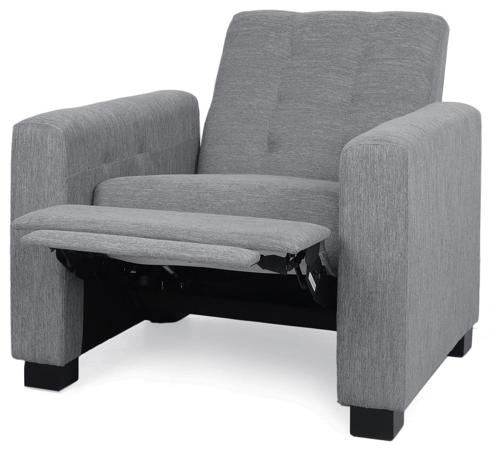 Langseth Contemporary Tufted Pushback Recliner, Grey/Dark Brown, Fabric
