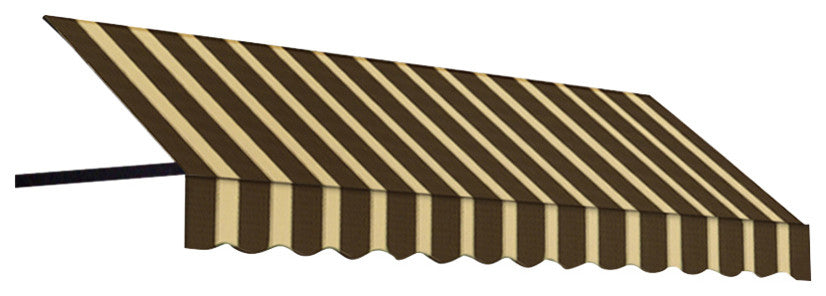 Awntech 8' Dallas Retro Acrylic Fabric Fixed Awning, Brown/Tan Stripe
