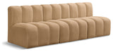Arc Velvet Upholstered 3-Pc. Modular Sofa, Camel