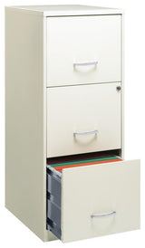 Space Solutions 3 Drawer Vertical Metal File Cabinet with Lock Pearl White