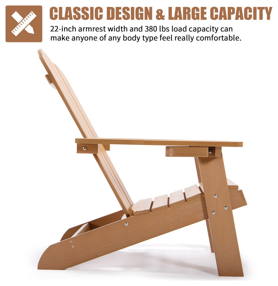 Outdoor Furniture Plastic Wood Adirondack Chair With Cup Holder