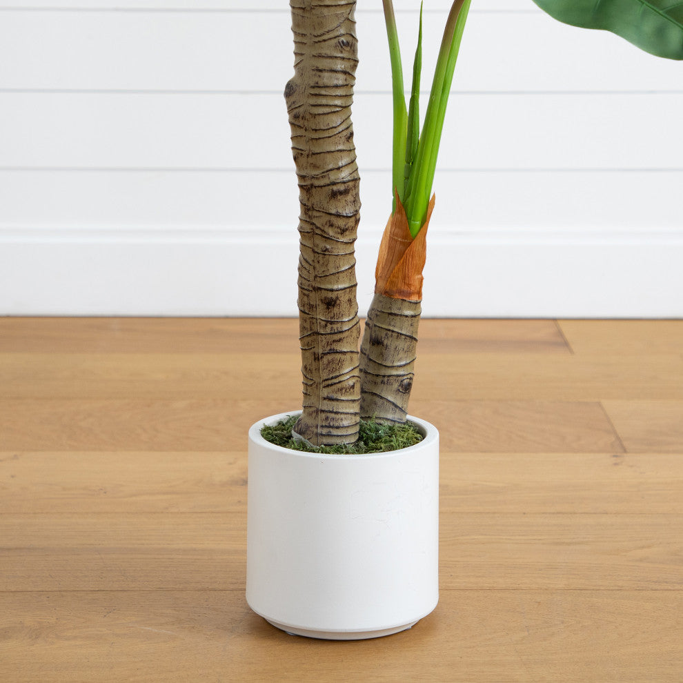 Artificial Arrowhead Philodendron, White Decorative Planter, 5.5 Ft.