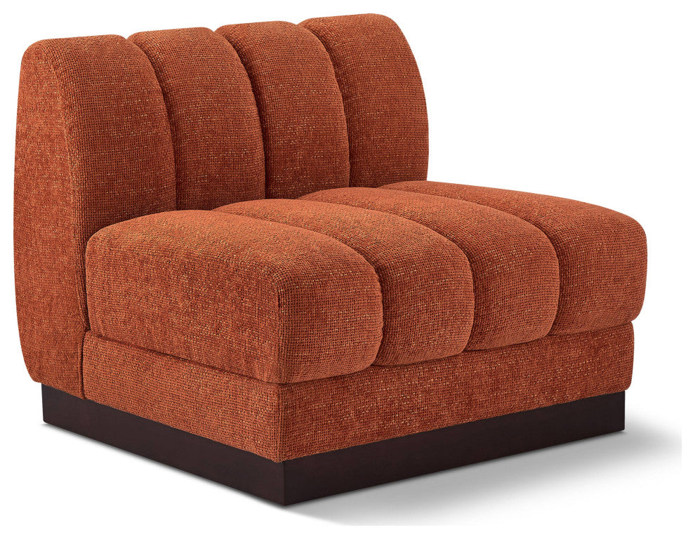 Quinn Chenille Upholstered Armless Chair, Cognac