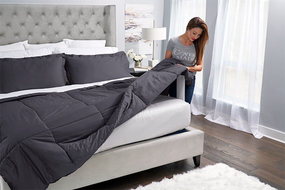 Easy Bed Making Down Alternative Comforter King, Graphite