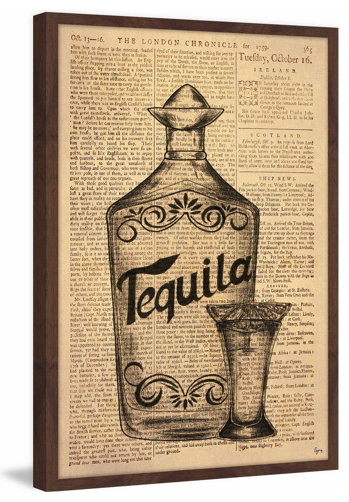 "Vintage Tequila" Framed Painting Print, 12"x18"