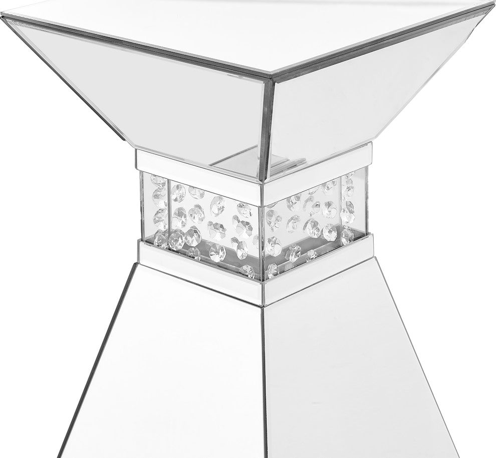 12" Crystal End Table, Clear Mirror Finish