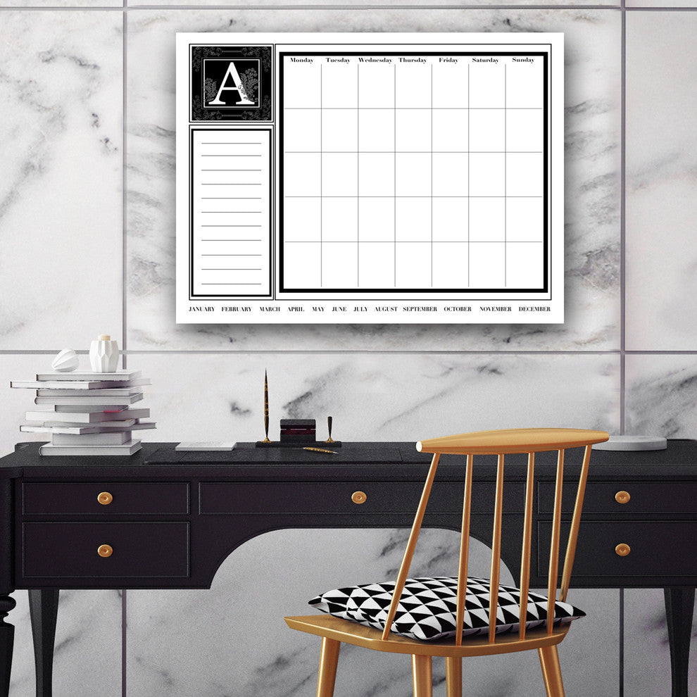 Ready2HangArt Monogram Dry Erase Monthly Calendar on ArtPlexi, Letter W