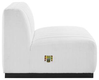 Conjure Channel Tufted Upholstered Fabric Armless Chair, Black White