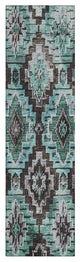 Machine Washable Indoor/Outdoor Chantille ACN1891 Teal 2'3" x 7'6" Runner Rug