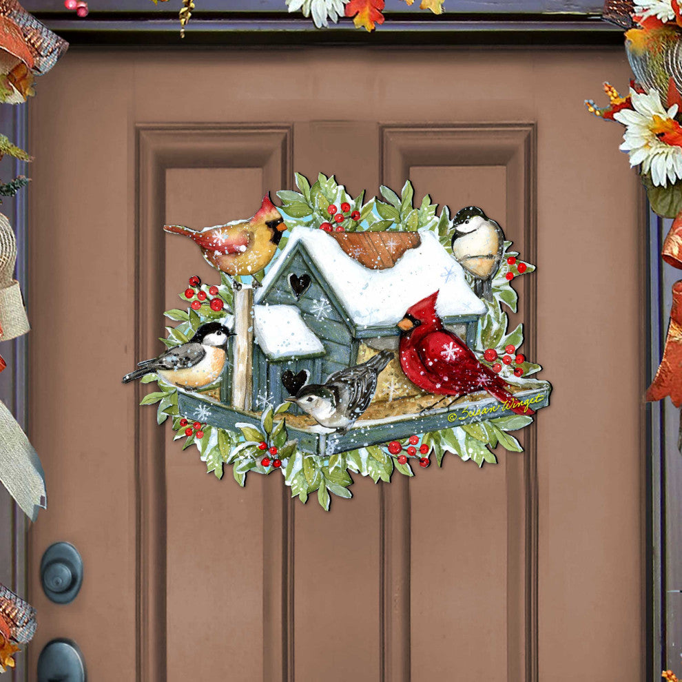 Winter Cardinals Door Decor by Susan Winget Christmas Santa Snowman Decor