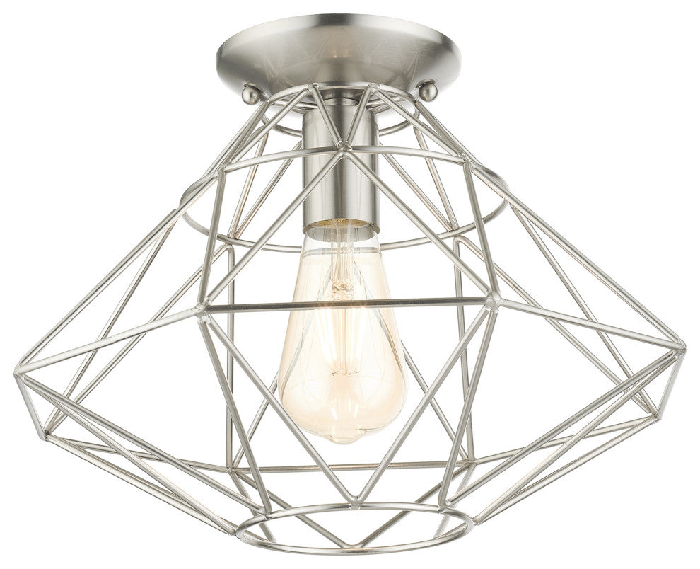 Brushed Nickel Geometric, Farmhouse, Industrial, Abstract, Rustic Flush Mount