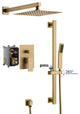 CASAINC 10" Luxury Wall Mounted Shower System Set w Sliding Handheld Rod, Brushed Gold