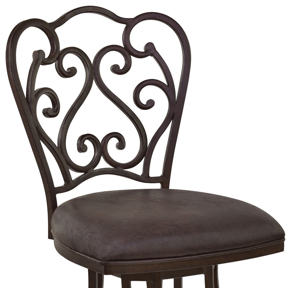 Olmost 30" Metal Swivel Barstool, Bandero Espresso Fabric and Auburn Bay Finish