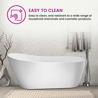 Freestanding Acrylic Bathtub, White/Matte Black
