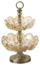 Matashi 2-Tiered Vintage High Quality Champagne Colored Glass Candy Dish