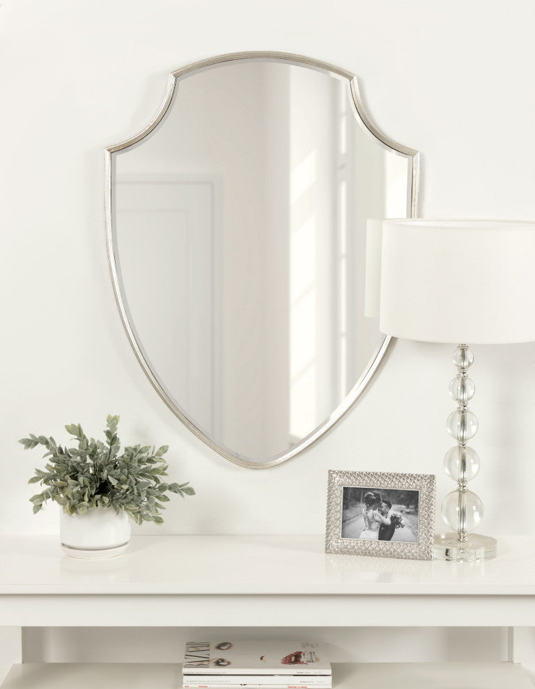 Caskill Framed Shield Wall Mirror, Silver 24x32
