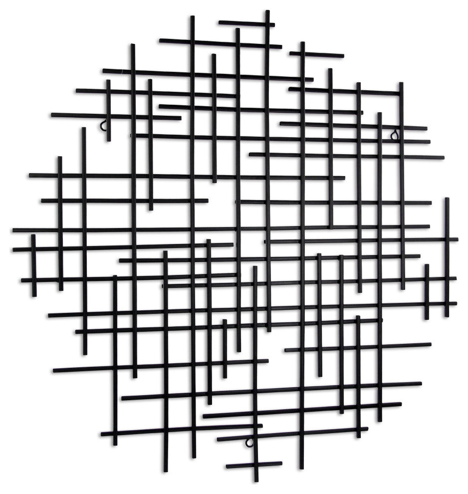 Iquara Small Black Round Metal Wall Art