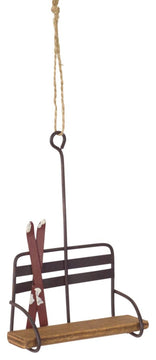 Ski Chair Lift Ornament, Set of 12, 5.25"H Wood/Metal