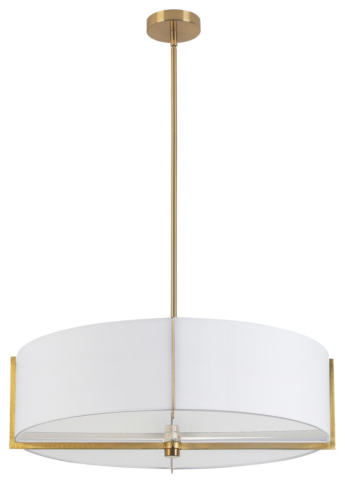 White Contemporary Pendant With Aged Brass Metal