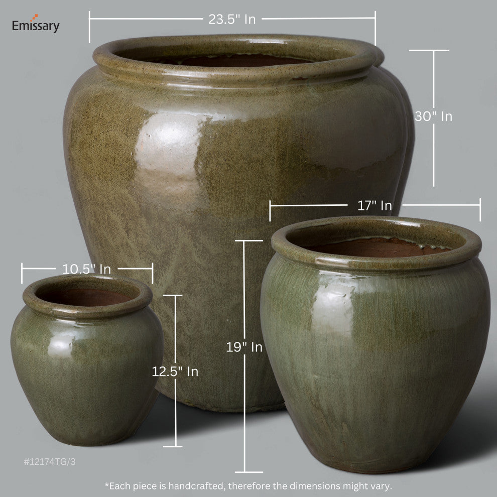 Round Planter, Tea Green 14.5X14.5"H