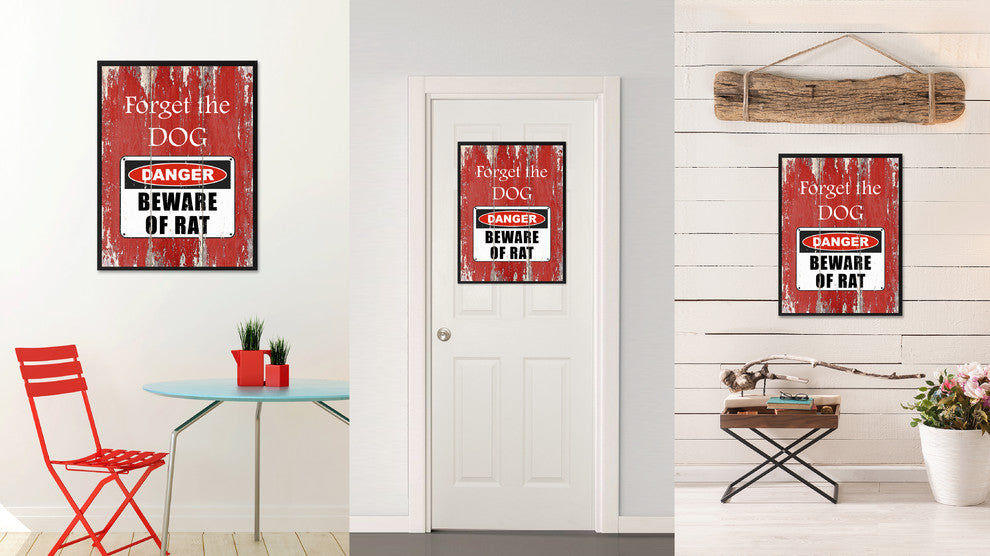 Beware Of Rat Danger Sign, Canvas, Picture Frame28"X37"