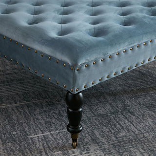 Supersoft Tuft Coffee Table Ottoman, Orion Blue, 33"x33"x18"