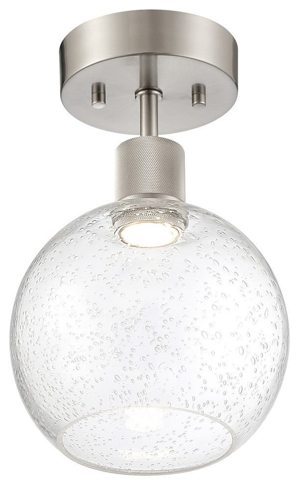 Access Port Nine 1-Light Burgundy LED Semi-Flush Brushed Steel