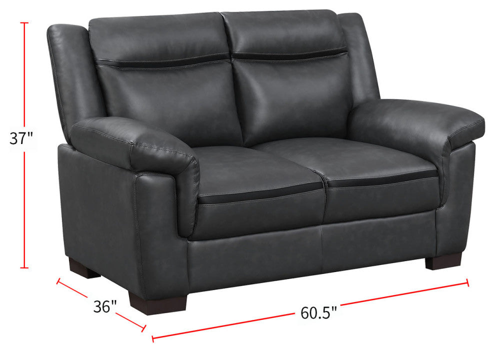 Loveseat with Faux Leather Upholstery, Dark Brown